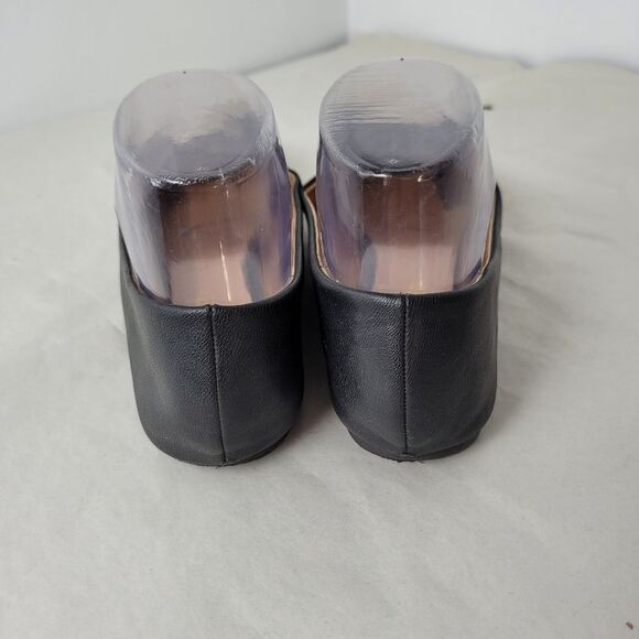 Restricted Leather Ballet Flat Shoes Black Gold Cap Two Tone Formal Slip On 6 - Picture 7 of 10